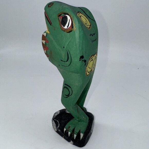 Vintage Hand Painted Wood Carved Musician Frogs Band - Indonesia ONE FROG - Picture 6 of 12